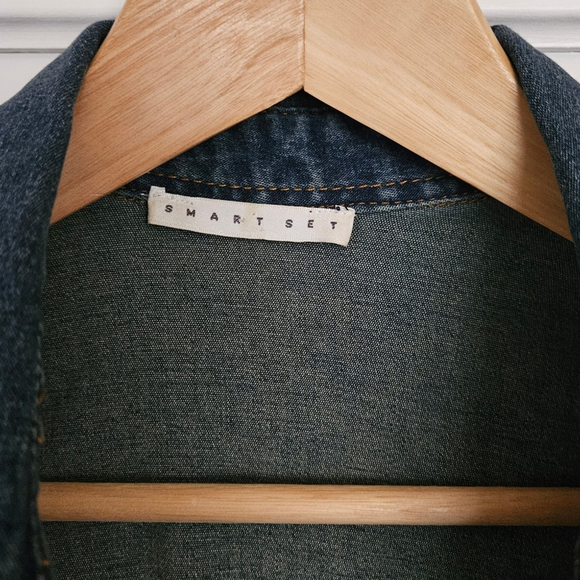 *As-is*‎ Y2K Smart Set stretch denim bodycon shirt-dress - Picture 6 of 7